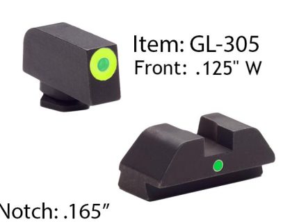 Ameriglo Glock Tritium I-Dot Night Sight Set for Glock 42 43 - Lime Outline Front / Single Green Dot Rear