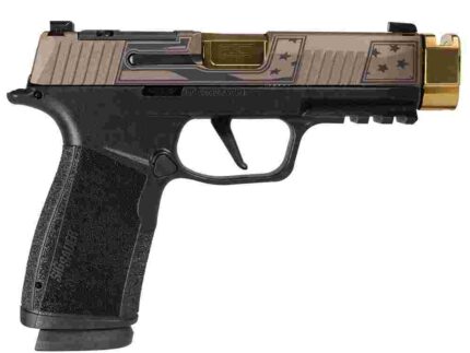 Sig Sauer P365 XMACRO TACOPS "Trump 47th" Slide Handgun 9mm Luger 17rd Magazines(4) 3.7" Gold Barrel/Compensator