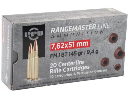 PPU 7.62X51 FMJBT 145GR RANGE MST 20RD BOX 25 BOXES PER CASE