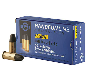 PPU .38 S&W LRM 145GR 50RD BOX 20 BOXES PER CASE
