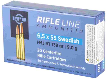 PPU 6.5X55 SWEDISH FMJ 139GR 20RD BOX 10 BOXES PER CASE