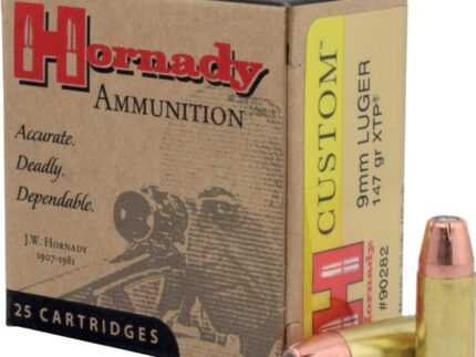 HORNADY CUSTOM 9MM 147GR JHP 25RD BX 250RD CASE