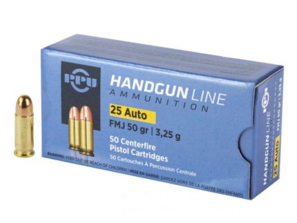 PPU 25 AUTO 50GR FMJ 50RD BOX 20 BOXES PER CASE