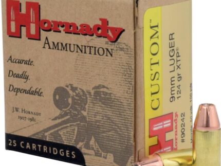 HORNADY CUSTOM 9MM 124GR JHP 25RD BX 250RD CASE