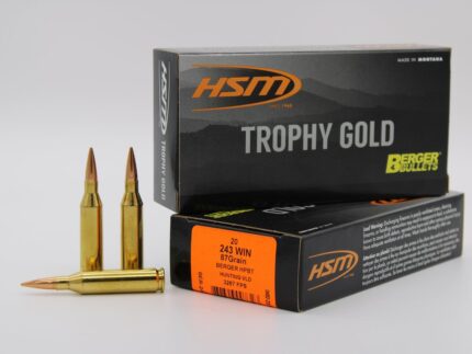 HSM AMMUNITION 243 WIN 87GR BERGER HNT VLD 20RD BOX 25 BOXES PER CASE