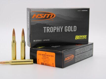 HSM AMMUNITION 270 WIN 130GR BERGER HNT 20RD BOX 20 BOXES PER CASE