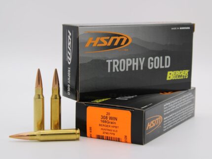 HSM AMMUNITION 308 WIN 168GR BERGER HNT VLD 20RD BOX 25 BOXES PER CASE