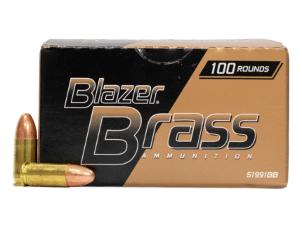 CCI Blazer Brass Handgun Ammunition 9mm Luger 115 gr FMJ 1145 fps 100/ct