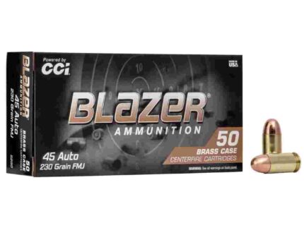 CCI Blazer Brass Handgun Ammunition .45 ACP 230 gr FMJ 830 fps 50/ct