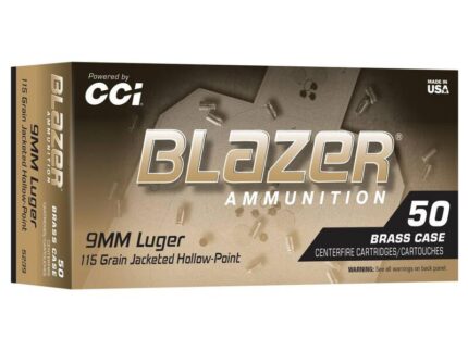 Blazer Brass Handgun Ammunition 9mm Luger 115gr JHP 1145 fps 50/ct