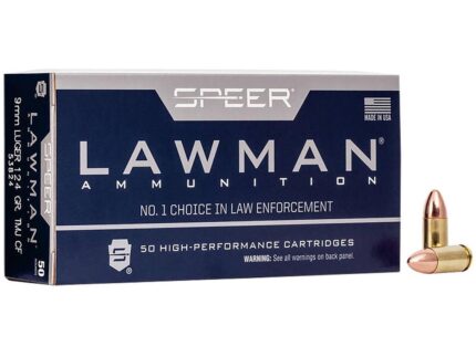 Speer Lawman Cleanfire Handgun Ammunition 9mm Luger 124gr TMJ 1090 fps 50/ct