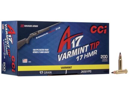 CCI A17 Varmint Tip Rimfire Ammunition .17 HMR 17 gr Vtip 2650 fps 200/ct