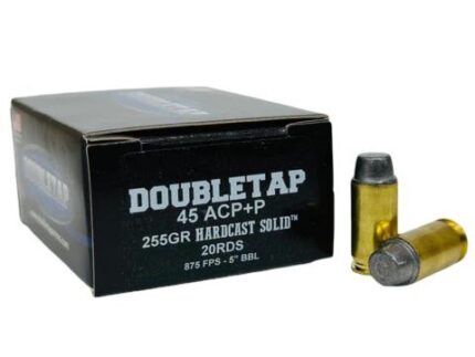 Double Tap Hardcast Solid Handgun Ammunition .45 Auto(+P) 255gr SWC 875 fps 20/ct