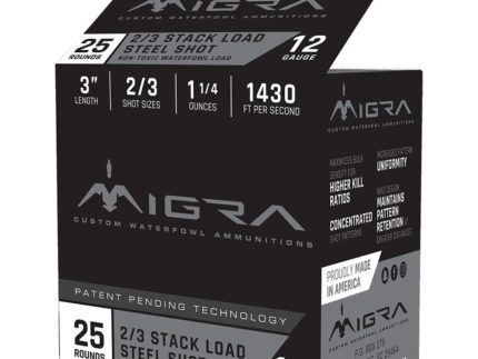 Migra Waterfowl Steel Shot Shot Shells 12 ga 3" 1-1/4 oz #2#3 1430 fps 25/ct