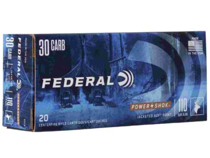 Federal Power-Shok Rifle Ammunition .30 Carbine 110 gr RNSP 1990 fps - 20/ct