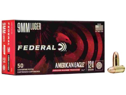 American Eagle IRT Handgun Ammunition 9mm Luger 124 gr. TMJ 1120 fps 50/ct