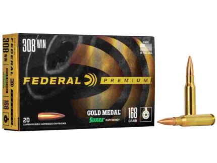 Federal Premium Gold Medal Sierra Matchking Rifle Ammunition .308 Win 168 gr BTHP 2650 fps 20/ct