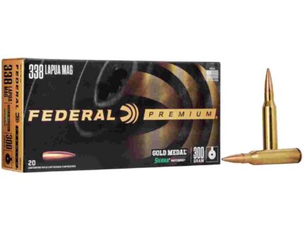 Federal Premium Gold Medal Sierra MatchKing Rifle Ammunition .338 Lapua Mag 300 gr BTHP 2580 fps - 20/ct