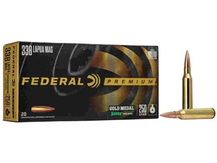 Federal Premium Gold Medal Rifle Sierra MatchKing Ammunition .338 Lapua Mag 250 gr BTHP 2950 fps - 20/ct