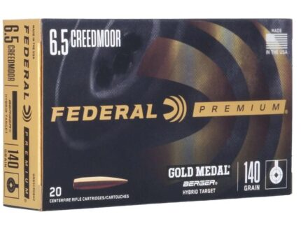 Federal Gold Medal Berger Hybrid Rifle Ammunition 6.5mm Creedmoor 140gr BTHP 2725 fps 20/ct