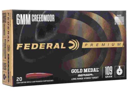 Federal Gold Medal Berger Hybrid Rifle Ammunition 6mm Creedmoor 109gr BTHP 2900 fps 20/ct