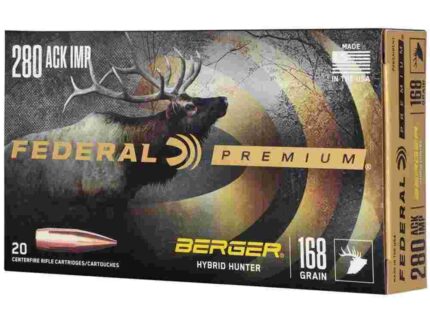 Federal Classic Hunter Berger Hybrid Rifle Ammunition.280 Ackley Improved 168 gr BTHP 2800 fps 20/ct