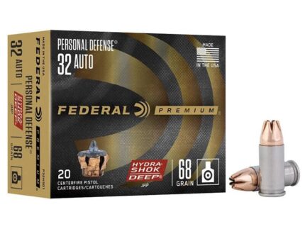 Federal Personal Defense Hydra-Shok Deep Ammunition .32 Auto 68gr JHP 1000 fps 20/ct