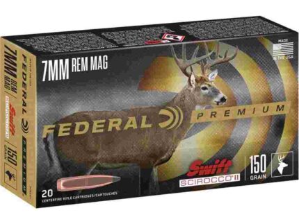 Federal Swift Scirocco II Rifle Ammunition 7mm Rem Mag 150 gr Poly Tip 3050 fps 20/ct