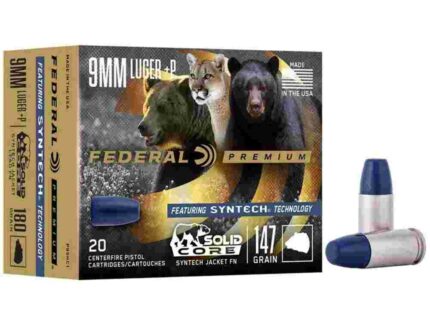Federal Solid Core Handgun Ammunition 9mm Luger (+P) 147 gr TSJ 20/ct