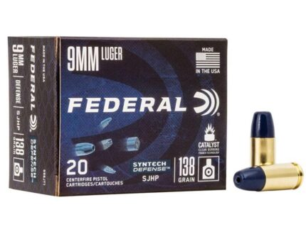 Federal Syntech Defense Handgun Ammunition 9mm Luger 138 gr SJHP 1050 fps 20/ct