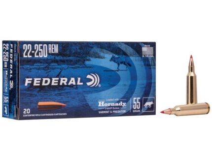 Federal Varmint & Predator Rifle Ammunition .22-250 Rem 55 gr V-MAX 4200 fps 20/ct
