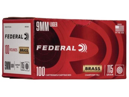 Federal Champion Training Handgn Ammunition 9mm Luger 115 gr FMJ 1125 fps 100/ct