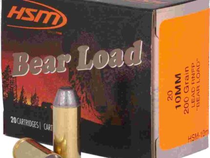 HSM Bear Load Hard Cast Handgun Ammunition 10mm Auto 200gr RNFP 1041 fps 20/ct