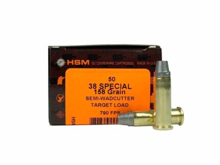 HSM Training Handgun Ammunition .38 Spl 158gr SWC 790 fps 50/ct