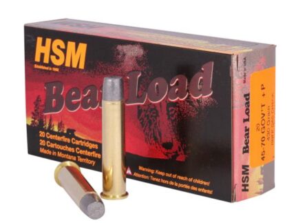 HSM Bear Load Hard Cast Handgun Ammunition 45-70 Govt 430gr RNFP Gas Check 1801 fps 20/ct
