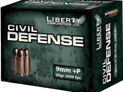 Liberty Civil Defense Handgun Ammunition 9mm (+P) 50gr SCHP 2000 fps 20/ct