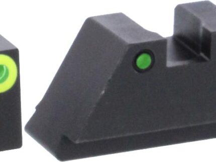 Green Tritium LimeGreenLumi Rnd Outline .315/Black .394 for Glock Tall Supp