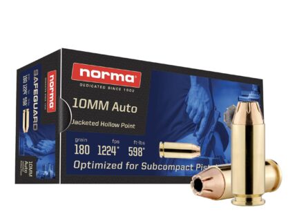 Norma Safeguard Handgun Ammunition 10mm Auto 180gr JHP 1224 fps 50/ct