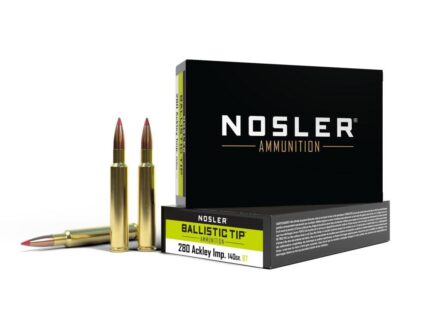 Nosler Ballistic Tip Rifle Ammunition .280 Ackley Improved 140 gr BT 3200 fps 20/ct