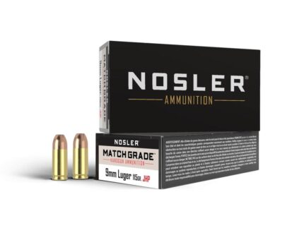 Nosler Match Grade Handgun Ammo 9mm Luger 115 gr JHP 1130 fps 50/box