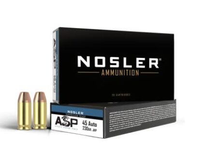 Nosler ASP Suppressor Ready Handgun Ammunition .45 ACP 230gr JHP 850 fps 50/ct