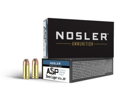 Nosler ASP Suppressor Ready Handgun Ammunition 9mm Luger 147gr JHP 950 fps 50/ct