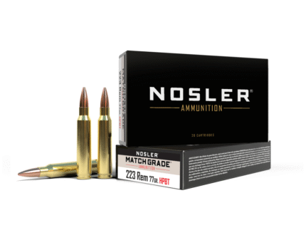 Nosler Custom Competition Match Grade Rifle Ammunition .223 Rem 77 gr OTM 2600 fps 20/ct