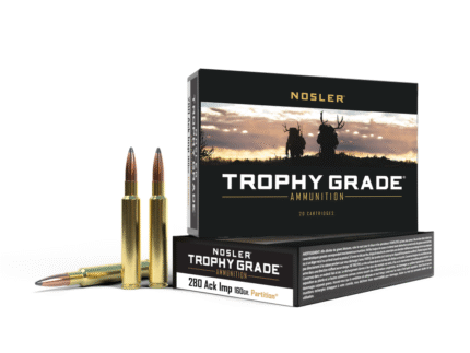 Nosler Partition Trophy Grade Rifle Ammunition 280 Ackley Improved 160 gr PSP 2950 fps 20/ct