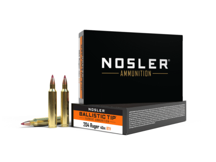 Nosler Ballistic Tip Varmint Rifle Ammunition .204 Ruger 40 gr PT 3625 fps 20/ct