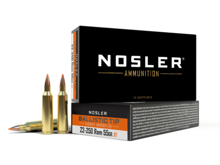 Nosler Ballistic Tip Varmint Rifle Ammunition .22-250 Rem 55gr PT 3550 fps 20/ct
