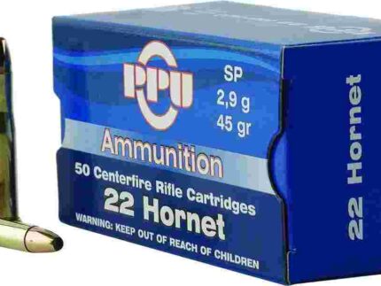 PPU Rifle Ammunition .22 Hornet 45 gr SP 2430 fps 50/ct