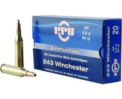 PPU Rifle Ammunition .243 Win 90 gr SP 3100 fps  20/ct
