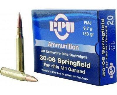 PPU Rifle Ammunition .30-06 Sprg 150 gr FMJ 1990 fps 20/ct
