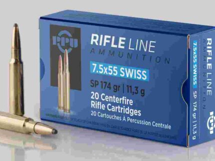 PPU Rifle Ammunition 7.5x55mm Swiss 174 gr SP 2525 fps - 20/ct